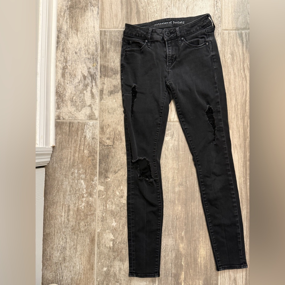 Articles Of Society Black Distressed Skinny Jeans